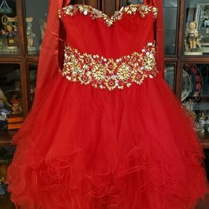 Stunning short formal RED dress with beading